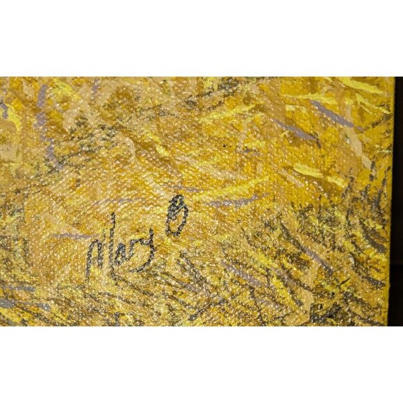 Abstract Yellow Textured Canvas Art Signed by Artist  Contemporary Original Pain - Picture 9 of 16